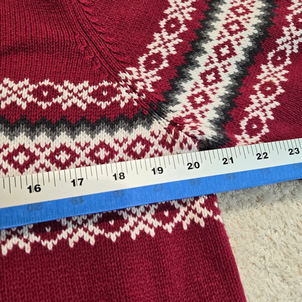 Croft & Barrow Red Full-zip Cardigan Sweater Women's Size XL Fair Isle - Picture 3 of 9
